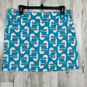 Loudmouth Ladies bird print skort blue size 8 activewear tennis golf sporty